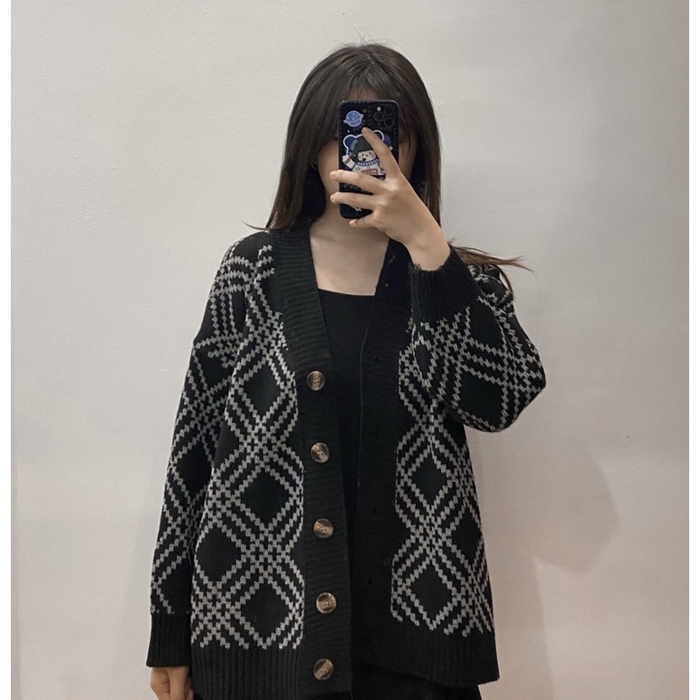 Áo cardigan kẻ chéo oversize siêu hot (ảnh thật 100%) | BigBuy360 - bigbuy360.vn
