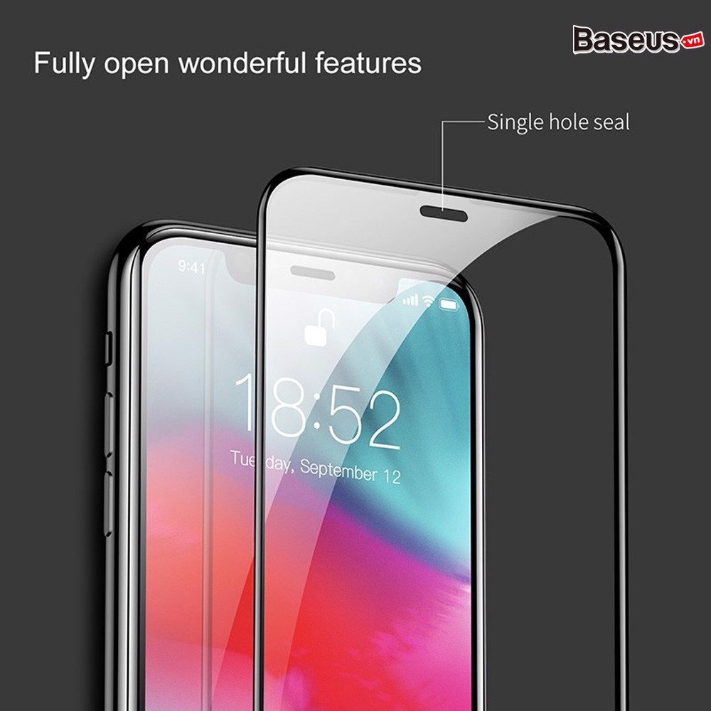 Kính cường lực 5 lớp siêu bền Baseus Rigid-edge 4D cho iPhone X/XS/XR/XS Max