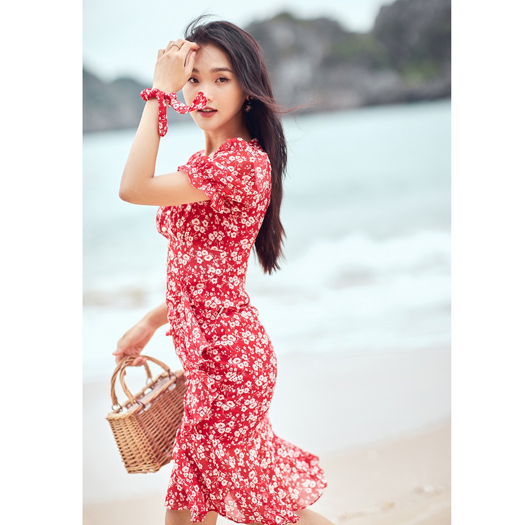 Đầm ôm nữ 92WEAR 3 màu, thiết kế bèo thân dưới DOA1608 | BigBuy360 - bigbuy360.vn