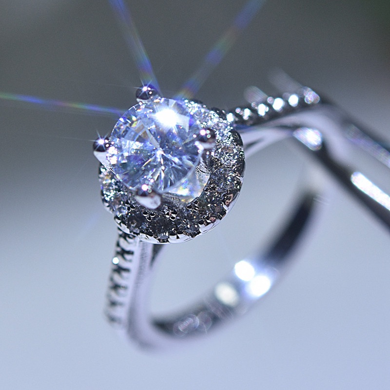 Nhẫn Đính Đá Zircon AAA Thiết Kế Sang Trọng Thời Trang Cho Nữ
