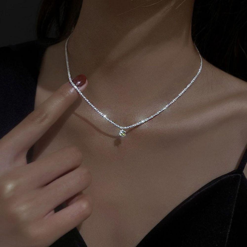 Qqmall Vòng Cổ Mặt Dây Chuyền Gypsophila Tối Giản Cho Nữ|Dây Chuyền Kim Tuyến Lấp Lánh Phong Cách Hàn Quốc