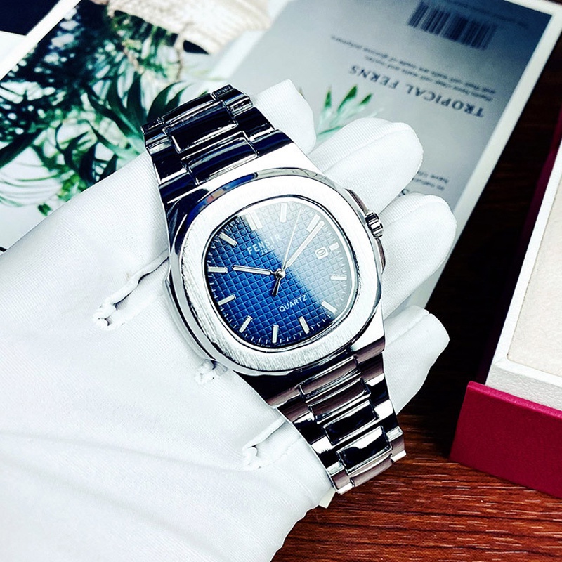 Đồng hồ nam chính hãng chống nước cao cấp đẹp dây thép hợp kim 316L mặt vuông W15