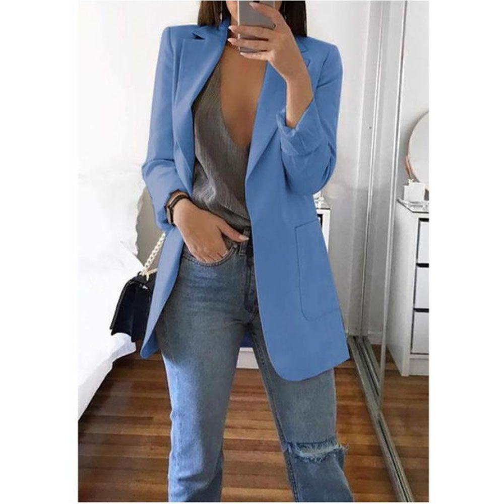 NIUYOU Áo Khoác Blazer Tay Dài Màu Sắc Thanh Lịch