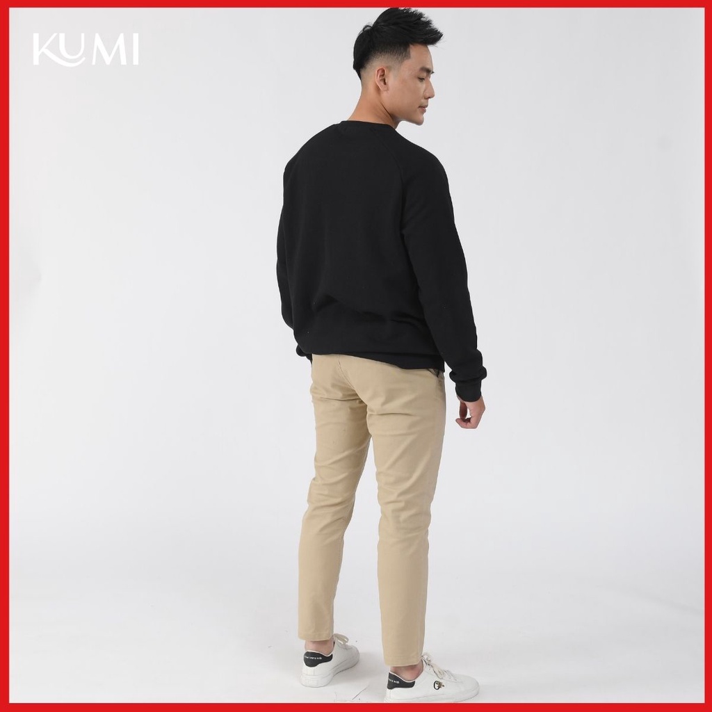 Áo Nỉ Nam Unisex Túi Khóa Tay Chất Nỉ Bông Cao Cấp, Áo Nỉ Trơn Basic Cao Cấp Cổ Tròn Kumi Fashion - Đen | BigBuy360 - bigbuy360.vn