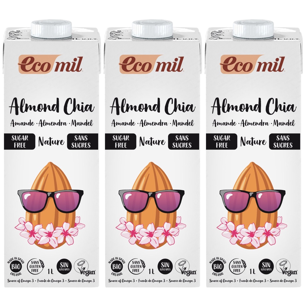 Sữa Hạt Hạnh Nhân Hạt Chia Không Đường Hữu Cơ Ecomil (1L) - Organic Almond Chia Milk Sugar Free (1L)