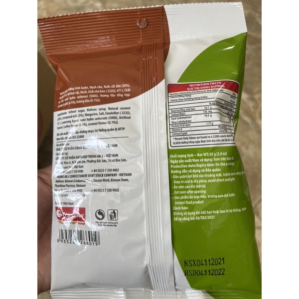 Kẹo BonBon Kẹo Dừa/Cà Phê túi 85g [ Mẫu Mới ]