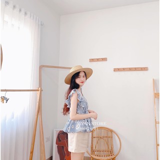 💖[ẢNH THẬT+VIDEO] Áo Babydoll Hoa Cúc Viền Bèo Cổ Vuông - Áo Kiểu Nữ Đáng Yêu-Keli Store💖