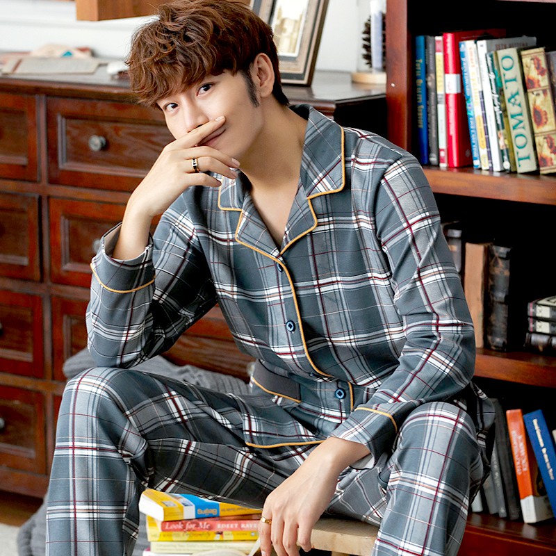 Đồ bộ PIJAMA NAM dài tay họa tiết Caro nam tính, chất Cotton 100% thông thoáng mùa hè - 9986