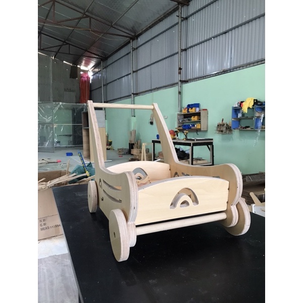 Xe đẩy tập đi, xe đẩy plywood, gỗ an toàn, khắc tên theo yêu cầu