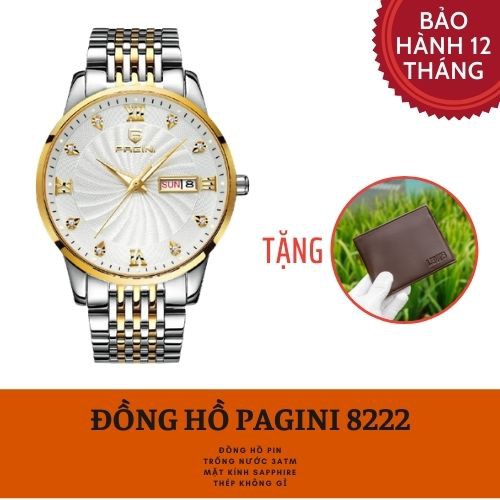 Đồng Hồ Nam PAGINI PA5588 Dây Thép Không Gỉ Cao Cấp Mặt Đính Đá - Đồng Hồ Pin-Kim Dạ Quang