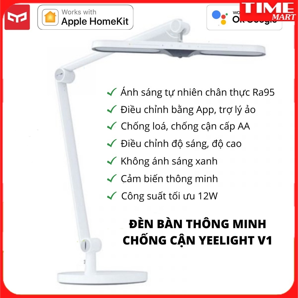 [CHÍNH HÃNG] Đèn bàn và đèn học LED thông minh chống cận cao cấp XIAOMI YEELIGHT V1 PRO. Hỗ trợ kết nối APP [TIME_MART]