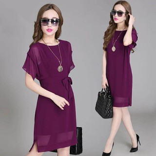 [ Cao cấp ] Đầm voan đen, tím trung niên, cho người mập, size lớn (DV001)