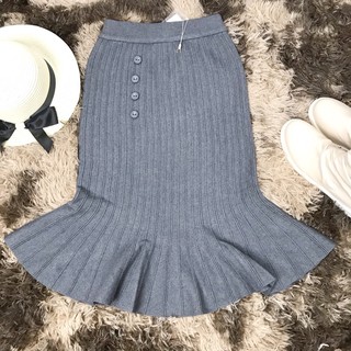 Chân váy len đuôi cá cúc lệch hàng QC