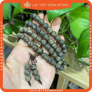 Vòng Tay Trầm Hương 108 Hạt 8mm Trầm Dó Dây INDO Cao Cấp Xịn VIP Lạc Việt cho Nam Nữ Cầu Tài Lộc - Phú Quý - Bình An