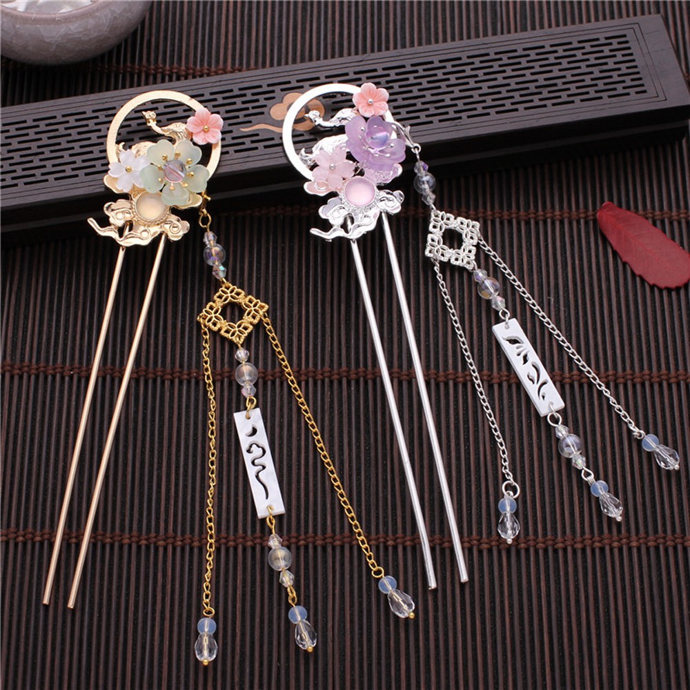 Trâm Cài Tóc Đính Hoa Và Tua Rua Phong Cách Trung Hoa Cổ Điển 2life