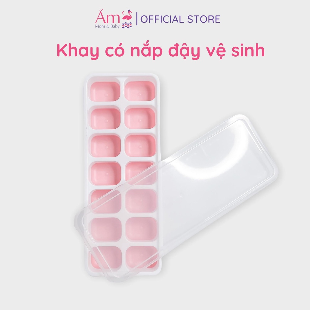 Khay Trữ Đông Đồ Ăn Dặm Silicon Cho Bé Ấm Baby Khuôn Làm Đá Bảo Quản Thức Ăn Ấm Gift Decor