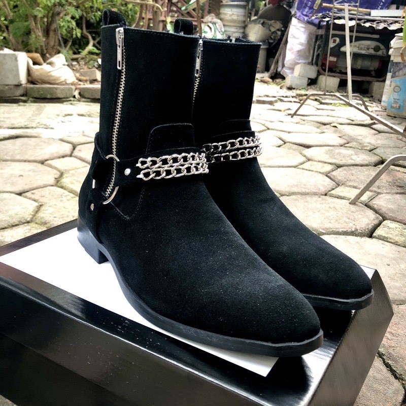 [ 2 màu ] Harness Boots da lộn, khoá dọc, bốt quai xích nam | BigBuy360 - bigbuy360.vn