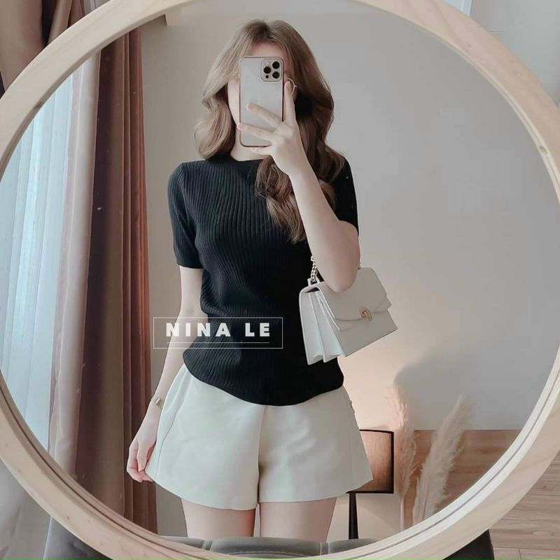 Áo cổ tròn thun gân tay ngắn full màu (A15)