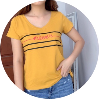 Áo thun cotton cổ tim