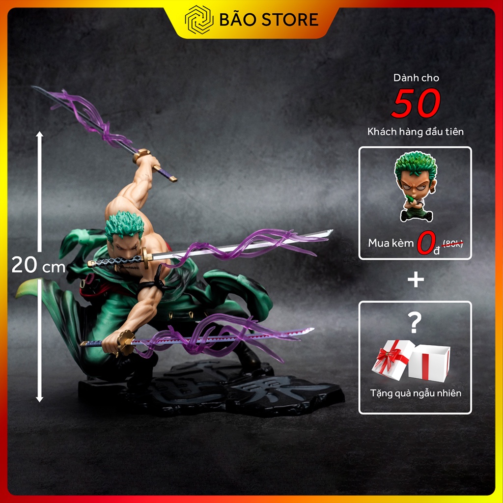 Mô hình One Piece Roronoa Zoro 3000 Thế Giới POP cao 20cm, Nặng 750G - Mô Hình trang trí One Piece Figure