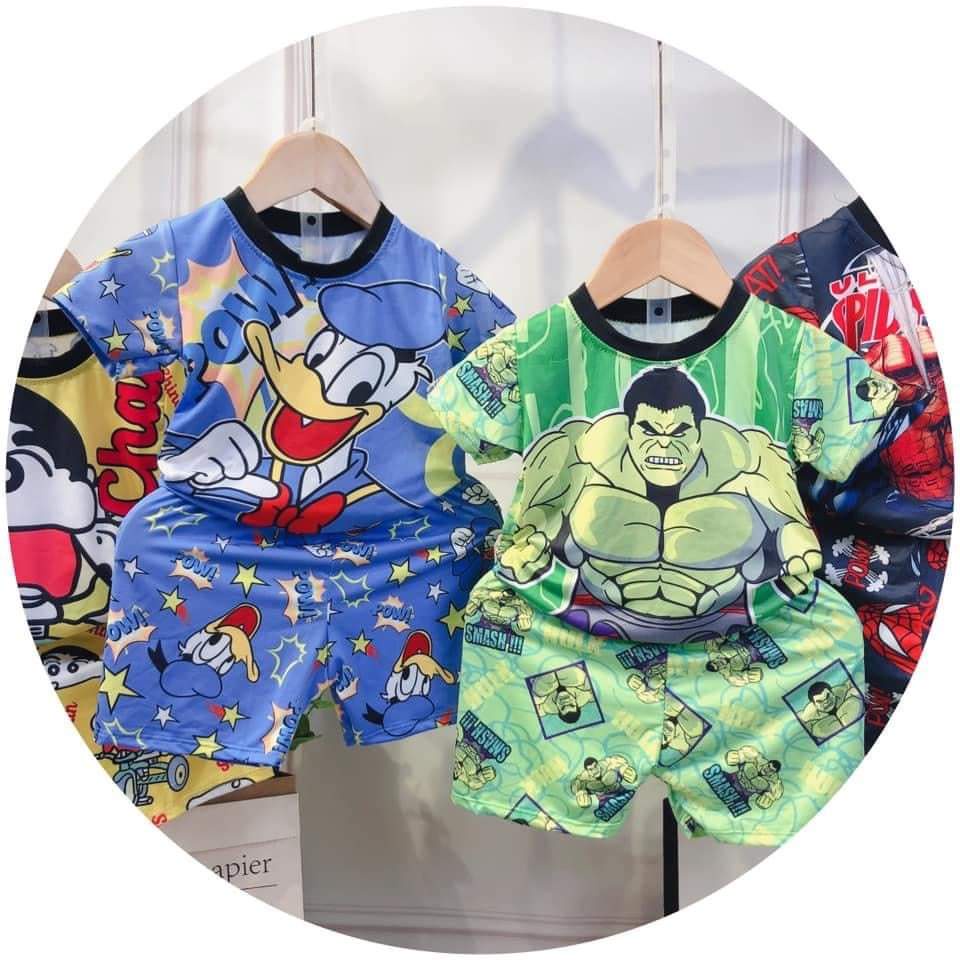 [Xả kho] Bộ Hulk, người nhện, minion, mickey hoạt hình siêu dễ thương cho bé từ 8kg đến 17kg