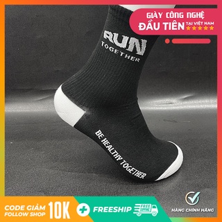 Vớ thể thao chạy bộ chính hãng Run Together - Tất Màu Đen Đẹp Dễ Phối Đồ