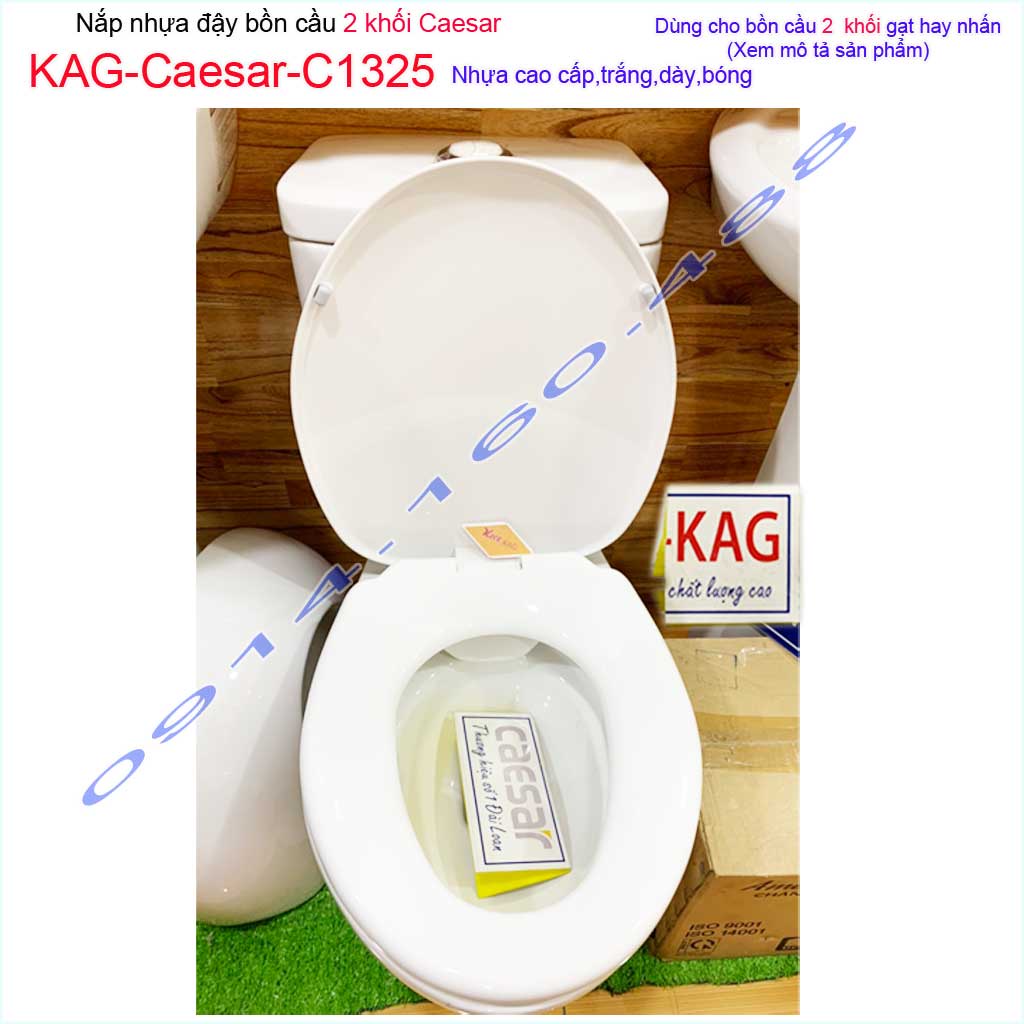 Nắp bồn cầu cho Ceasar KAG-C1325, nắp nhựa đậy bàn  cầu xí bệt 2 khối nhựa trắng bóng dày đẹp sử dụng siêu bền