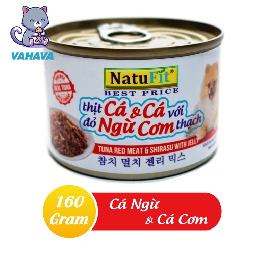 PATE NATUFIT THẠCH CÁ NGỪ CHO CHÓ MÈO KÉN ĂN 160G 1 THÙNG 48 LON - VAHAVA