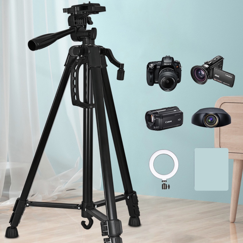 Gậy Chụp Hình 3 Chân Khung Nhôm Chắc Chắn Để Livestream Chụp Ảnh & Quay Sản Phẩm -Tripod Điện Thoại Máy Ảnh Mang Du Lịch