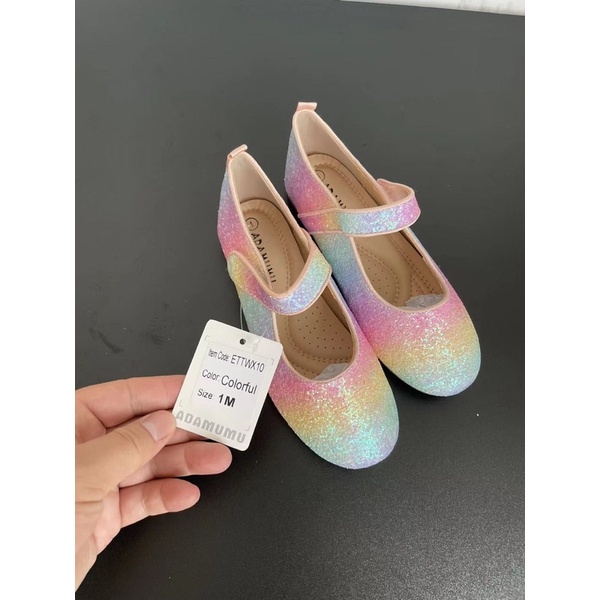 Giày công chúa bé gái Adamumu  Giày bệt phủ nhũ dễ thương 0922