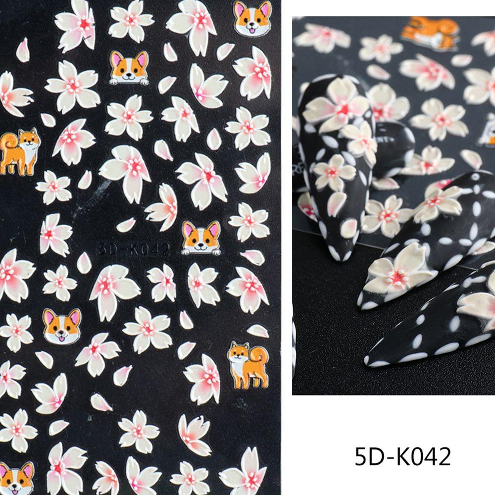 Miếng Dán Trang Trí Móng Tay 5D Họa Tiết Hoa Anh Đào Xinh Xắn