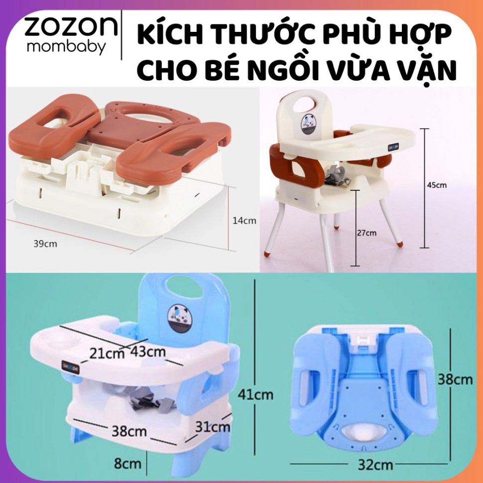 Ghế ăn dặm cho bé Shouda hình gấu 2 nấc chân điều chỉnh, ăn dặm kiểu nhật và BLW, cho bé từ 6 tháng chính hãng Zozon "