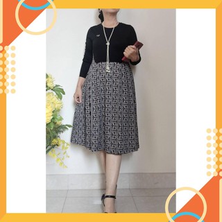 [GIẢM GIÁ] Đầm Trung Niên Nhập Quảng Châu Dáng Xòe Tay Dài (55kg - 77kg)