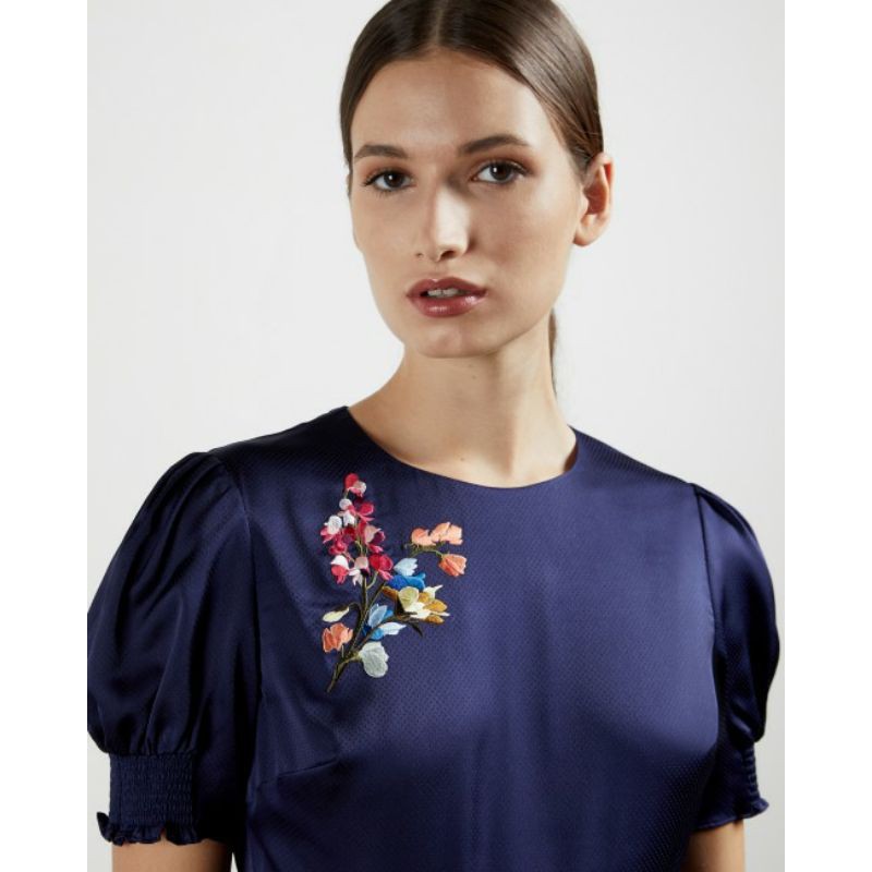 Đầm midi thêu hoa Ted Baker DEVINA Peppermint embroidered midi dress