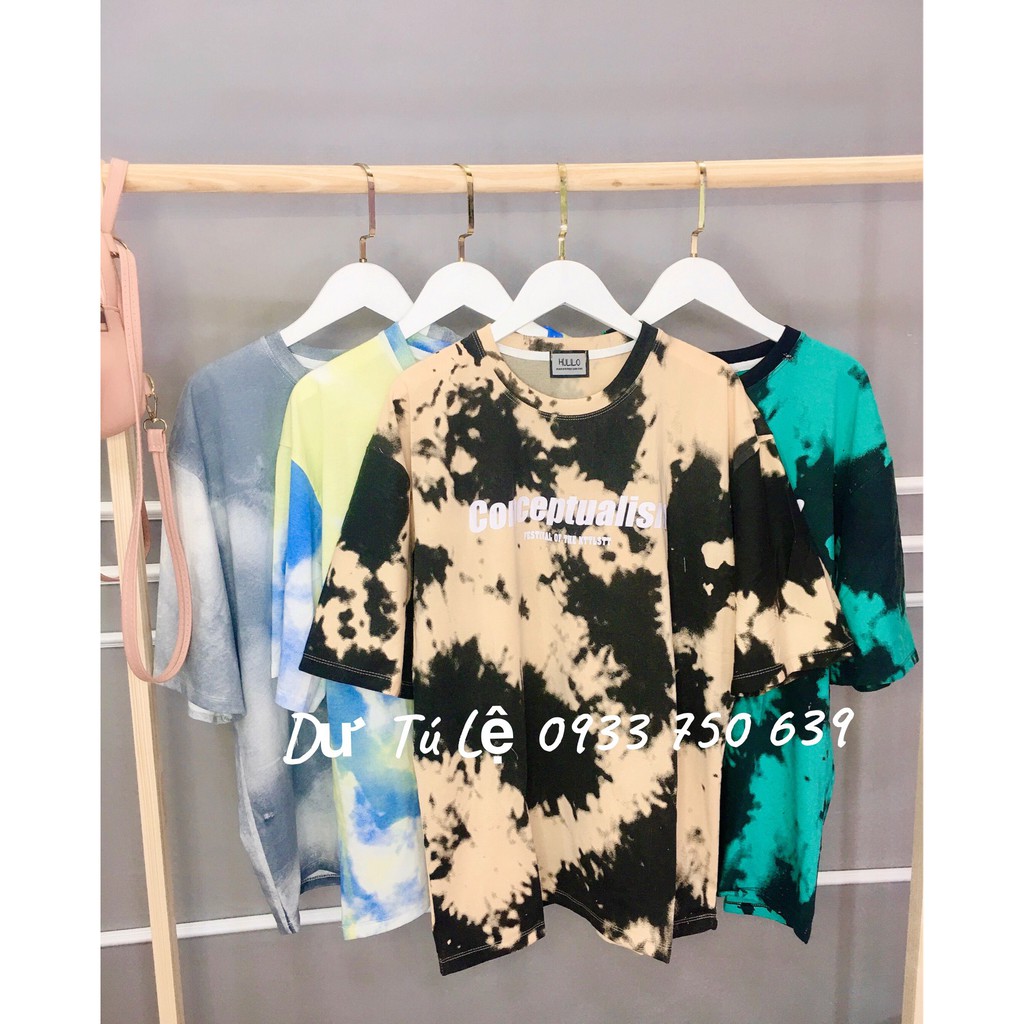 MS83 Áo thun nữ tay lỡ loan màu tiedye unisex size m,l oversize tay lỡ form rộng cotton DƯ TÚ LỆ