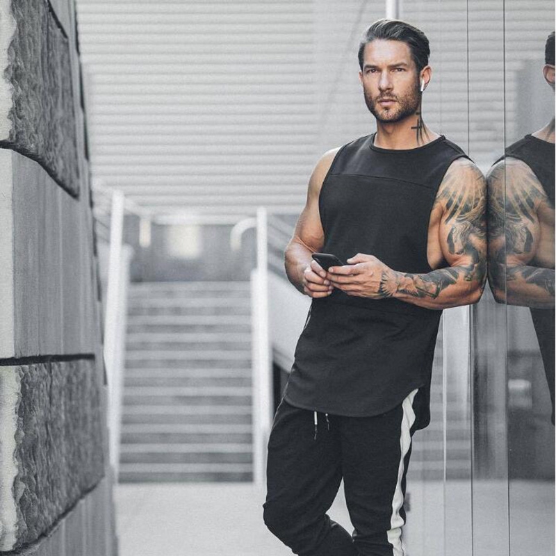 Vest Muscle Shirt Workout Mesh Musculation Fitness Singlets Sleeveless Mens Tank Top Gym Stringer Clothing Bodybuilding