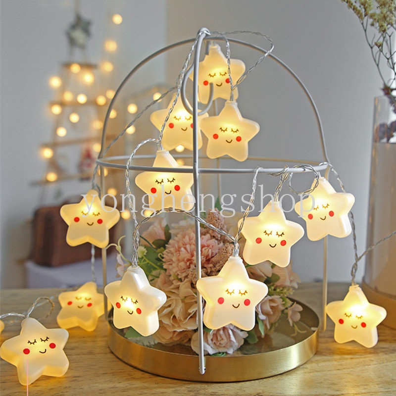 Dây Đèn LED 10 Bóng Hình Trăng Sao Đám Mây Dễ Thương Sáng Tạo Trang Trí Tiệc