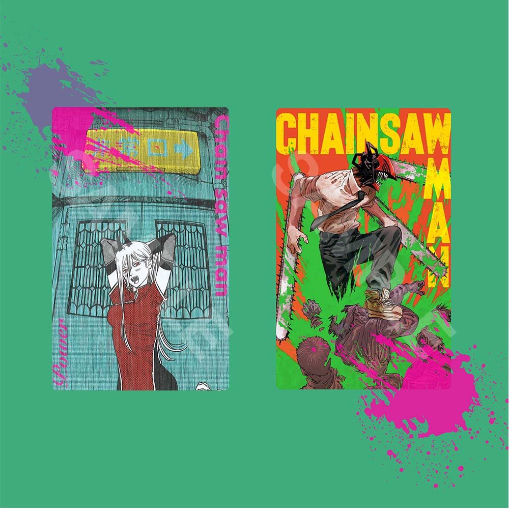 Ảnh card bo góc in hình CHAINSAW-MAN ver COLOR Thợ Săn Quỷ thẻ bo viền 5*8cm #