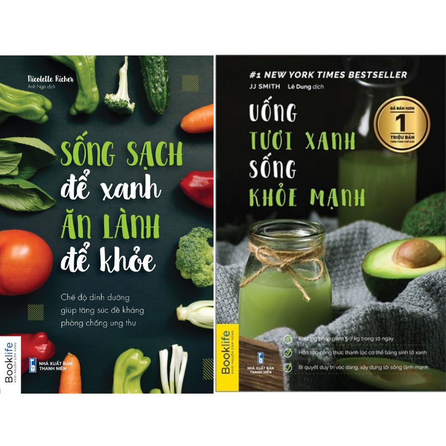 Sách - Combo Sống Sạch Để Xanh Ăn Lành Để Khỏe + Uống Tươi Xanh Sống Khỏe Mạnh - 1980Books