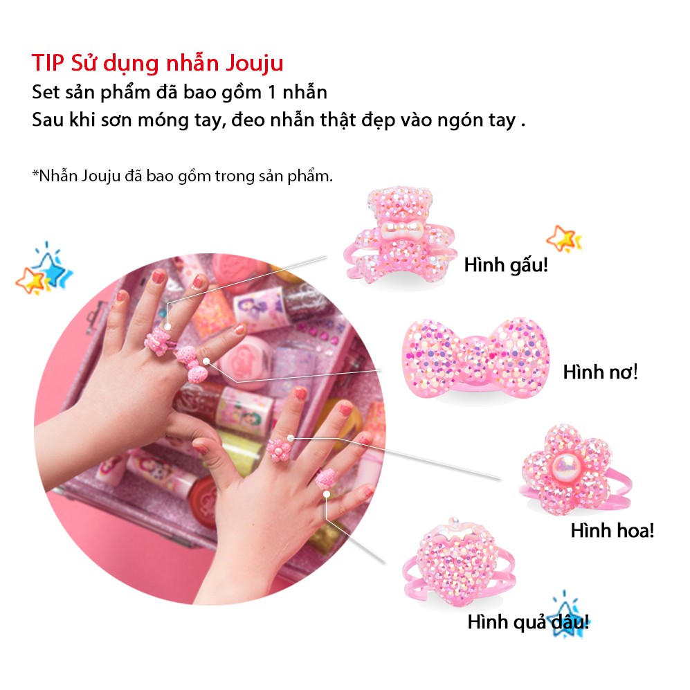 Set mỹ phẩm trang điểm cho bé Little Bling Secret Jouju Lip Crayon+ Ring Nail+ Mask Pack