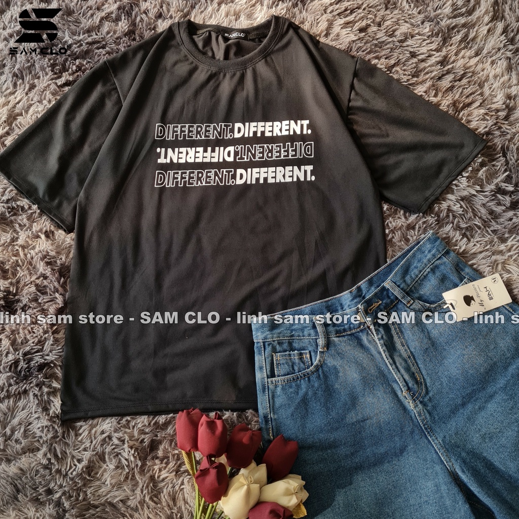 Áo thun tay lỡ nữ SAM CLO freesize phông form rộng dáng Unisex - Ulzzang mặc cặp, nhóm, lớp in chữ DIFFERENT