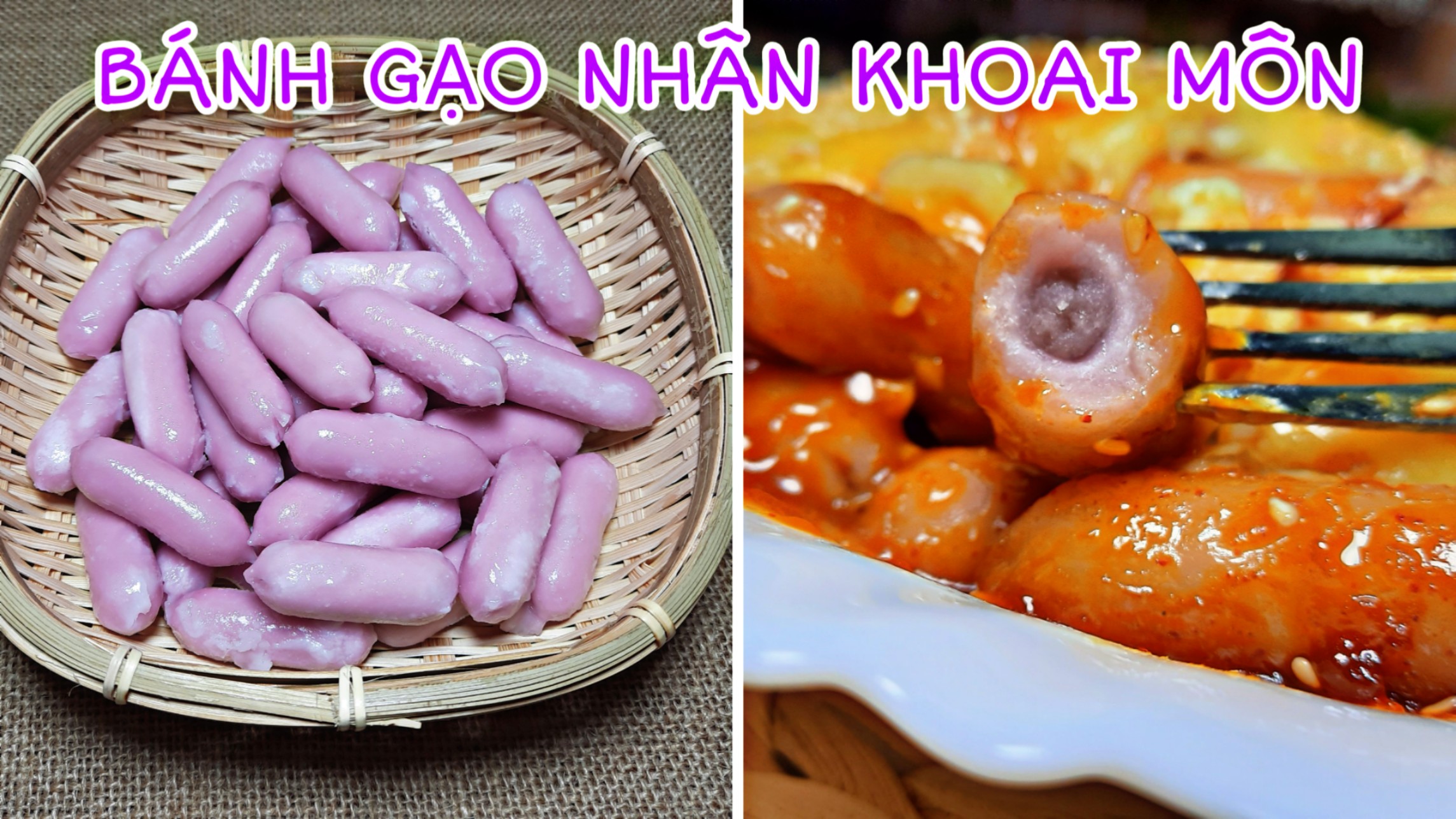 Bánh Gạo Tokbokki Nhân Khoai Môn gói 250G Tặng kèm 100G Sốt