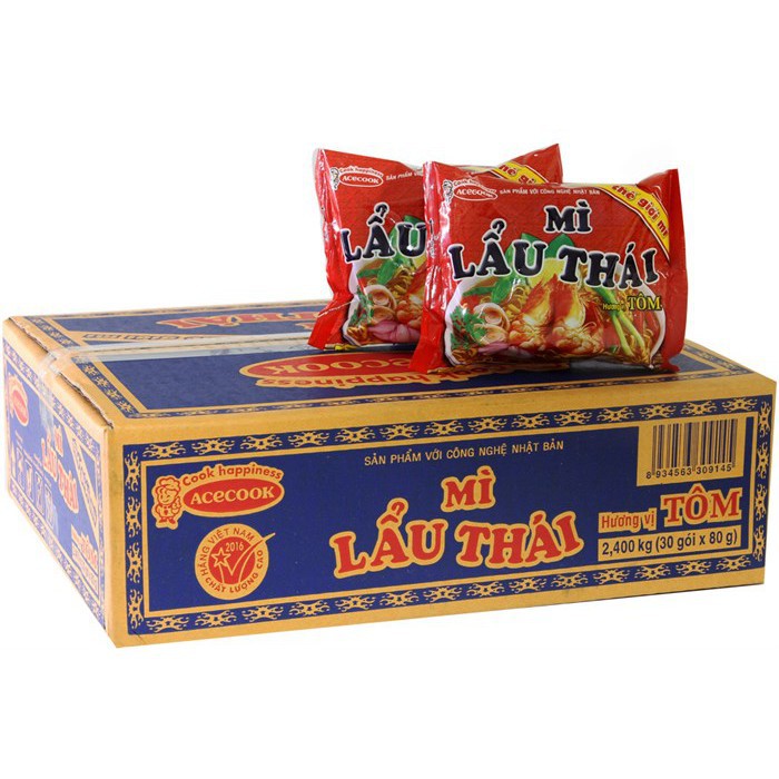 THÙNG 30 GÓI MÌ LẨU THÁI TÔM ACECOOK 81G