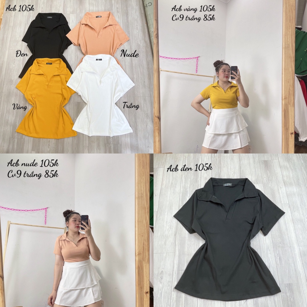 Bigsize nữ -  áo thun bigsize nữ có cổ 55-95kg dáng dài qua rốn