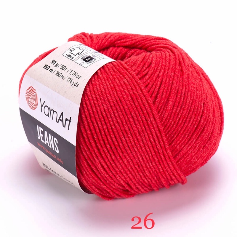Len YarnArt Jeans trơn, đan móc váy áo, khăn mũ, móc thú - Bảng màu 1/2 (Mã màu 01 - 61)