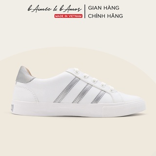 Giày thể thao nữ sneaker đẹp màu trắng dáng giày bata đế bằng cổ thấp chính hãng bAimée & bAmor - MS1566