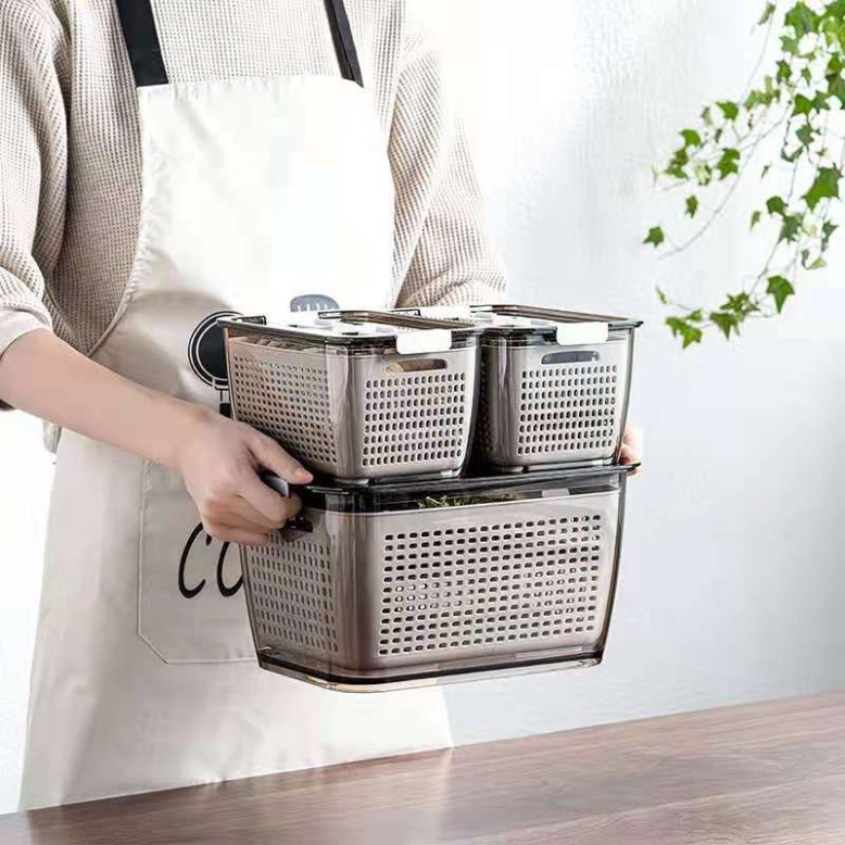 Hộp đựng thực phẩm tủ lạnh 2 lớp đựng đồ ăn bảo quản rau củ tươi ngon MUL55
