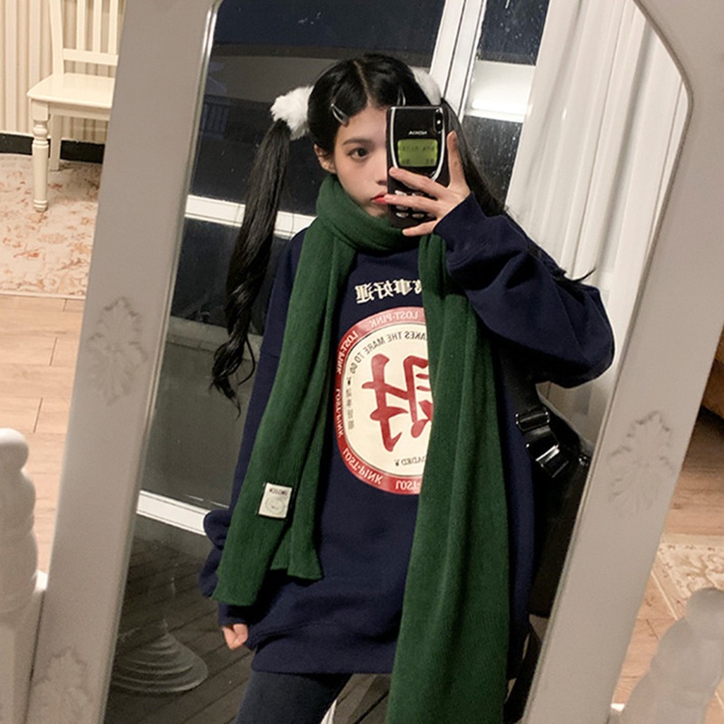 Áo sweater IELGY dáng rộng in họa tiết chữ thân thiện với làn da phong cách xu hướng hàn quốc cho nữ