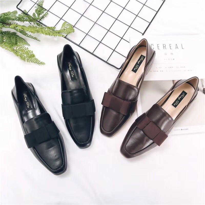 ulzzang Giày moca nữ đế bệt (CÓ CLIP THẬT SẢN PHẨM) đen và nâu tây chuẩn size dễ phối đồ. Giày loafer mới có sẵn, đủ siz | BigBuy360 - bigbuy360.vn