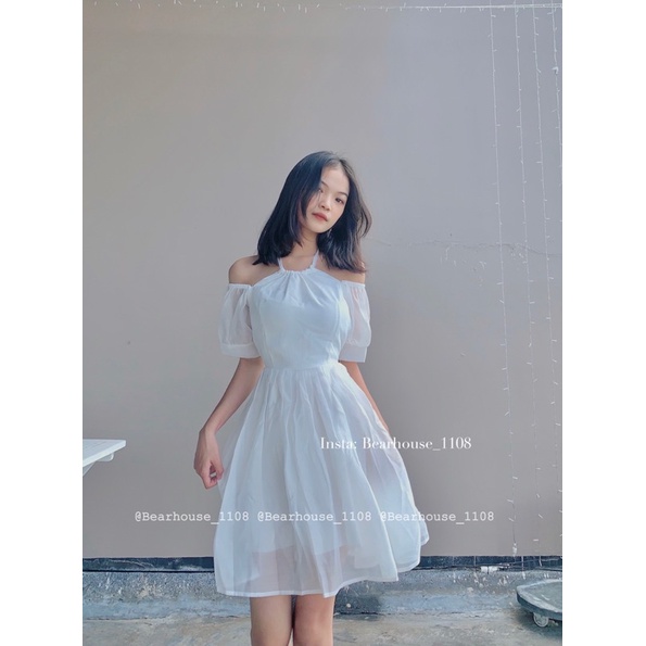 VÁY ĐẦM TRẮNG VOAN TƠ CỔ YẾM TIỂU THƯ | BigBuy360 - bigbuy360.vn